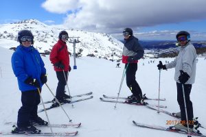 Students skiing on study tour